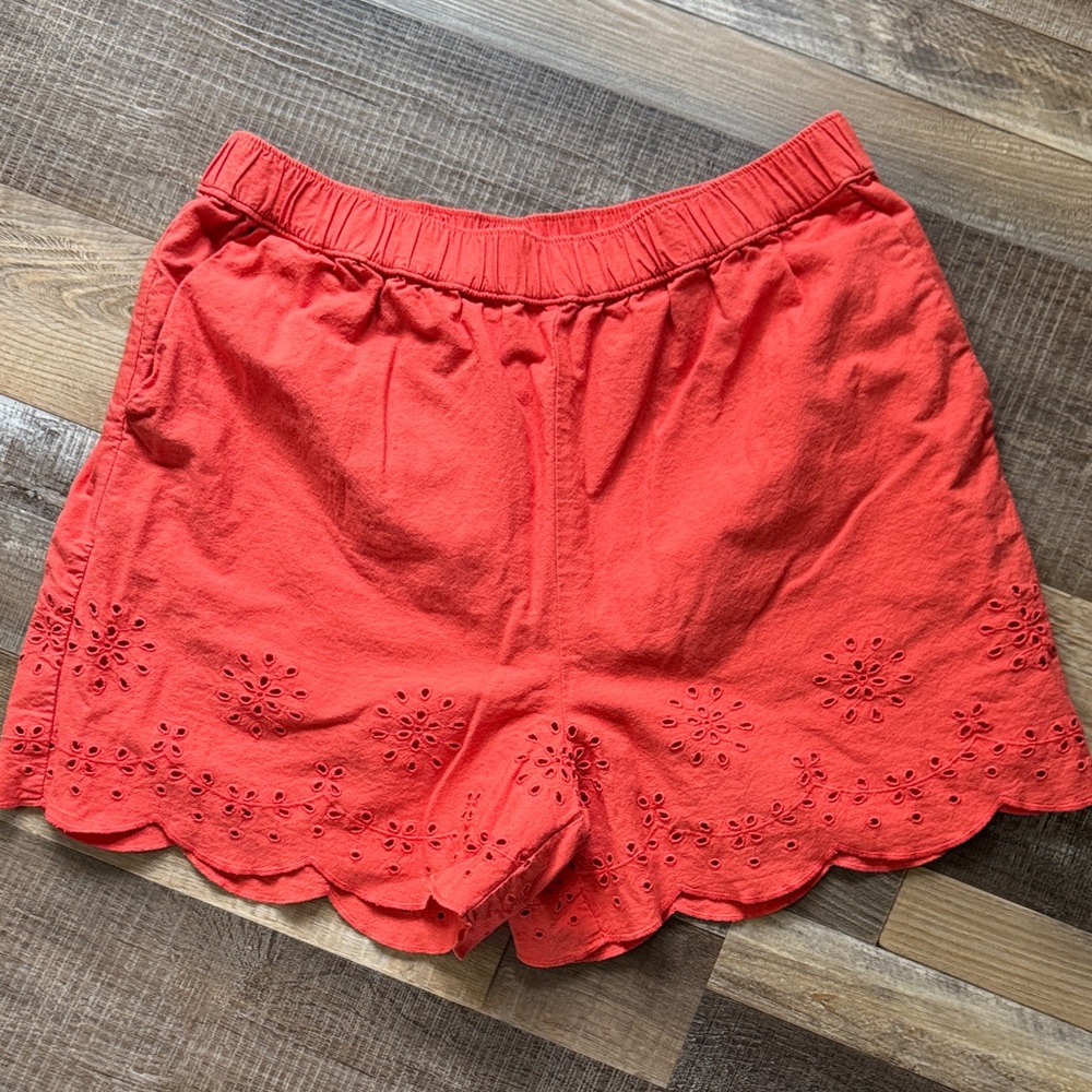 St. John's Bay Coral Eyelet Scallop Hem High Waist Shorts